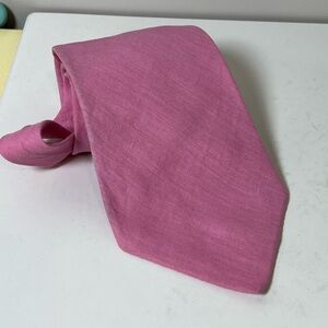 Ralph Lauren Purple Label RLPL 100% Linen Hand Made in Italy Pastel Pink Tie